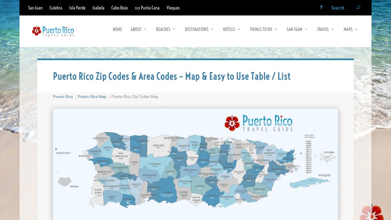 Puerto Rico Zip Code & Area Code List - Puerto Rico Travel Guide
