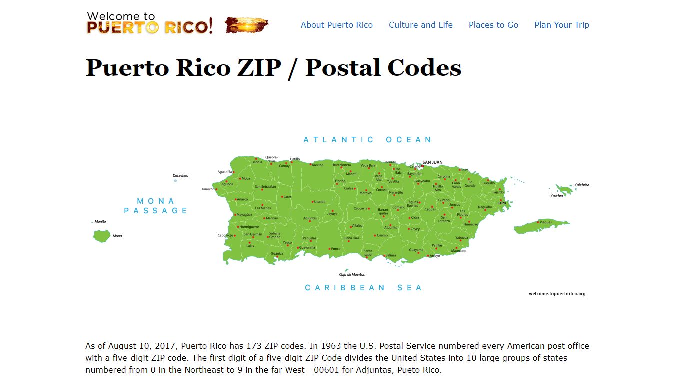 Puerto Rico ZIP/Postal Codes